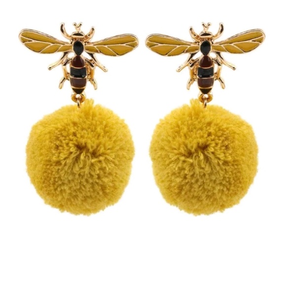 Jewelry - 🦄 Bee Wasp Pom Pom Drop Statement Earrings